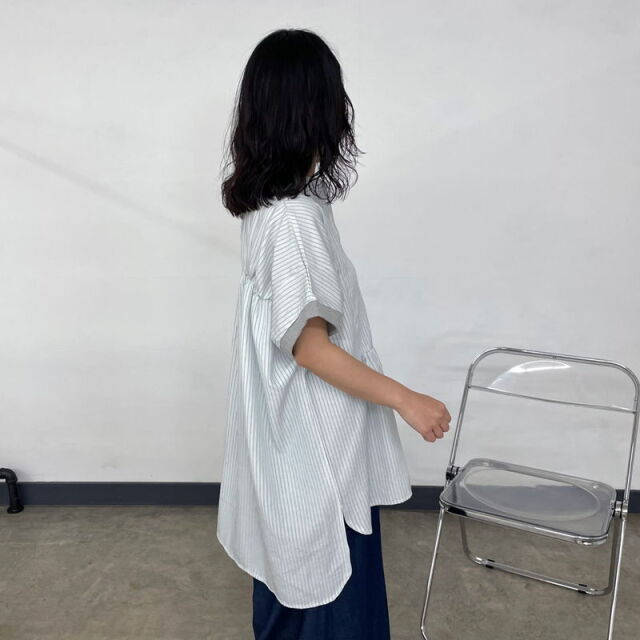 袖リブストライプカフタンチュニック