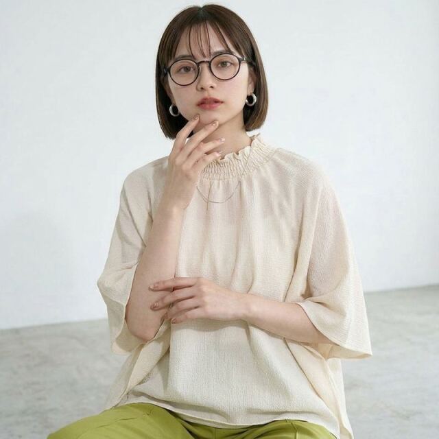 楊柳スモッキングプルオーバー