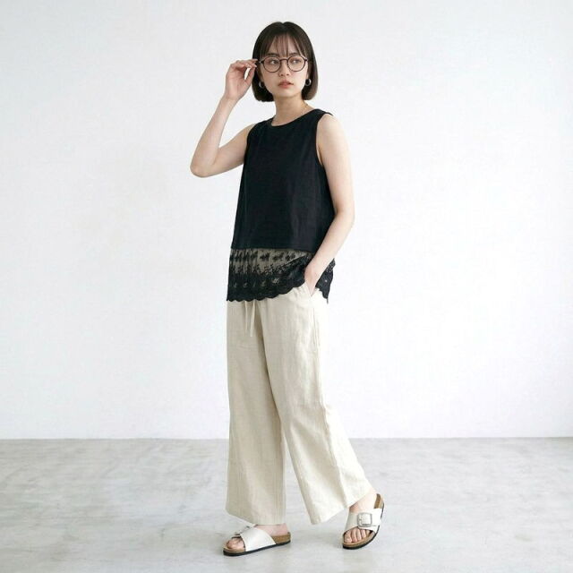 スカラップレースタンクトップ