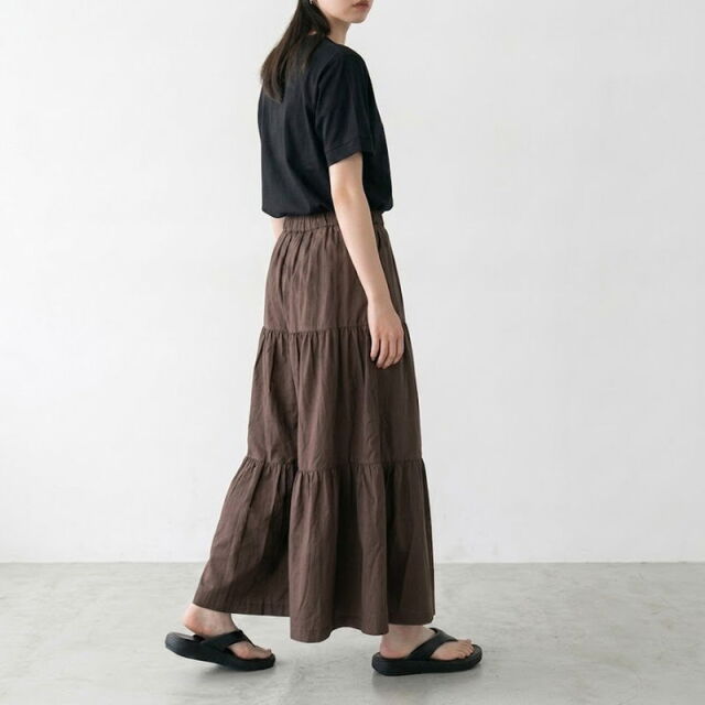 綿麻ティアードワイドパンツ