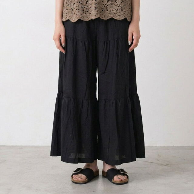 CRB 綿麻ティアードワイドパンツ|TiMTiMオンラインストア|レディース