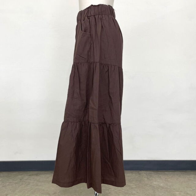 綿麻ティアードワイドパンツ