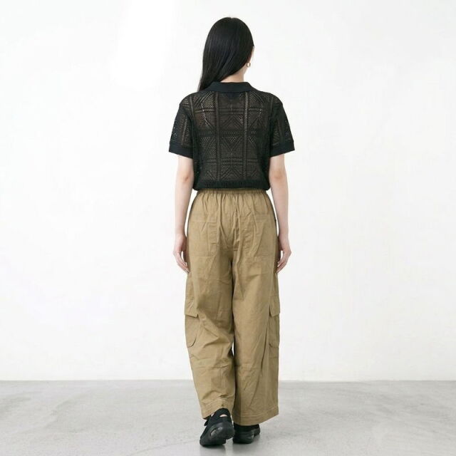 薄ツイルワイドカーゴパンツ