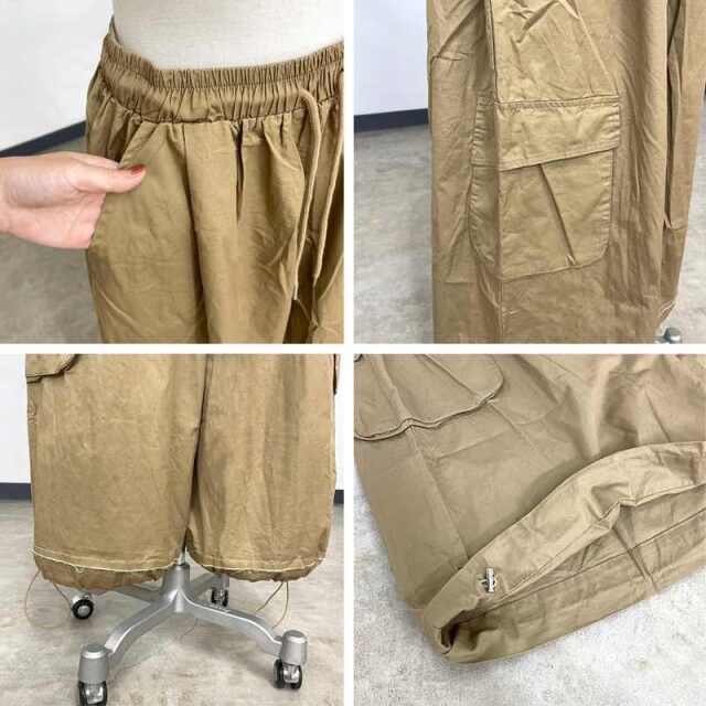 薄ツイルワイドカーゴパンツ