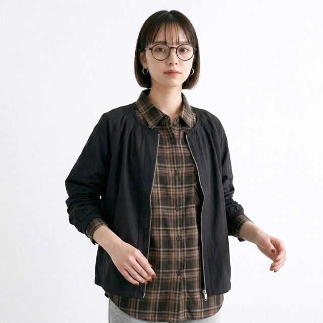 ピーチノーカラーギャザーブルゾン