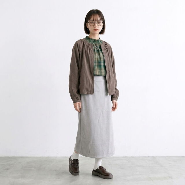 ピーチノーカラーギャザーブルゾン