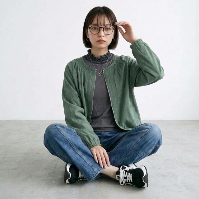 ピーチノーカラーギャザーブルゾン