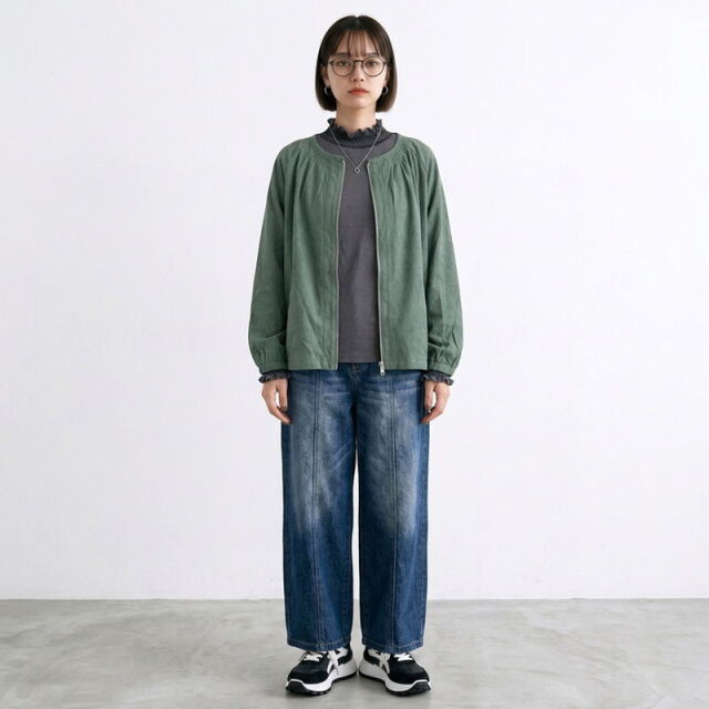 ピーチノーカラーギャザーブルゾン