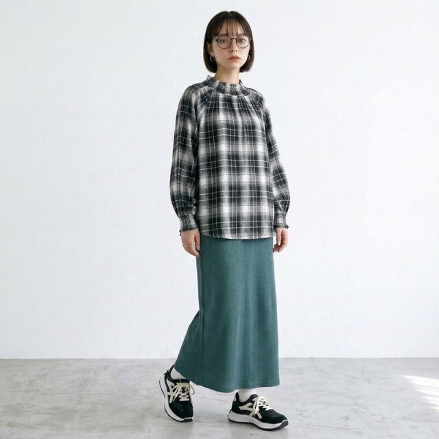 チェックスモッキングプルオーバー