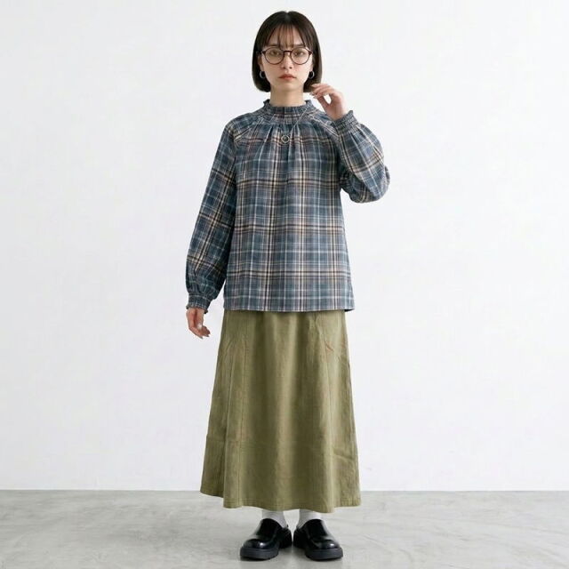 チェックスモッキングプルオーバー