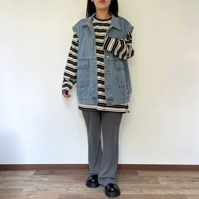 カットリブフレアパンツ