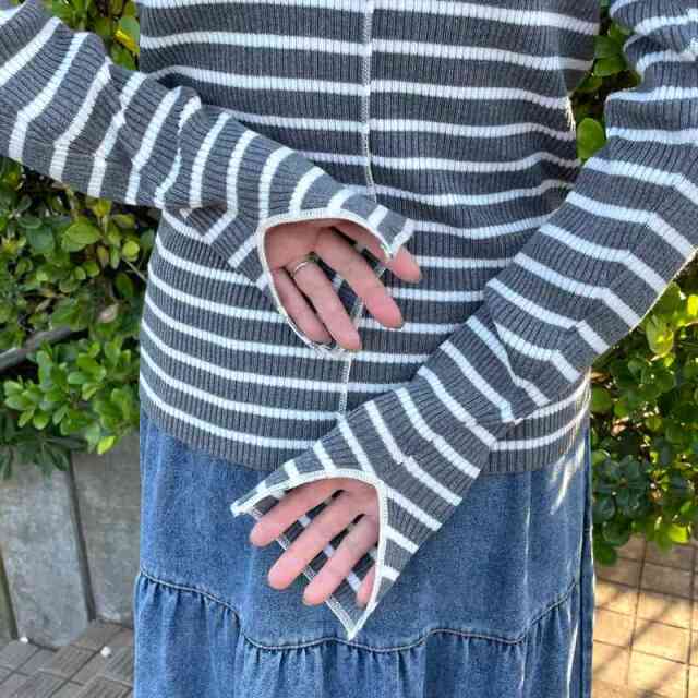 配色ニットメローロンT