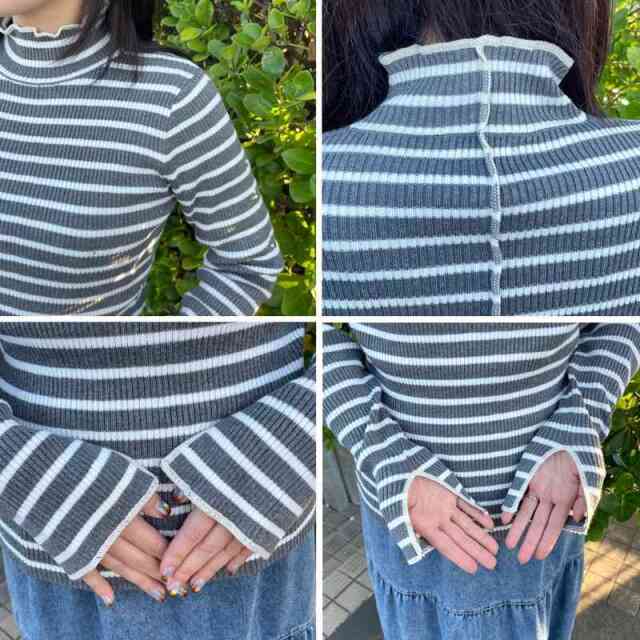 配色ニットメローロンT