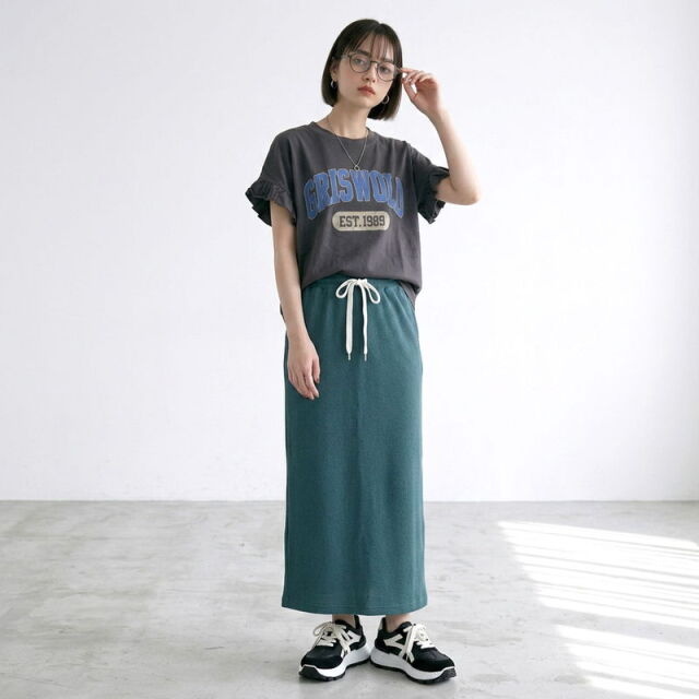 ワッフルIラインスカート