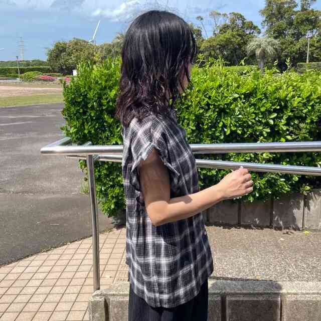 チェックフリルブラウス