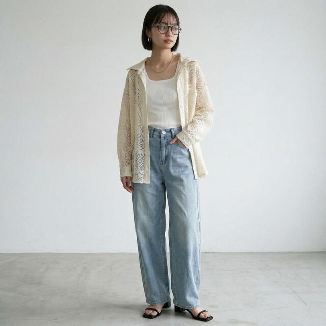 レースフードシャツ
