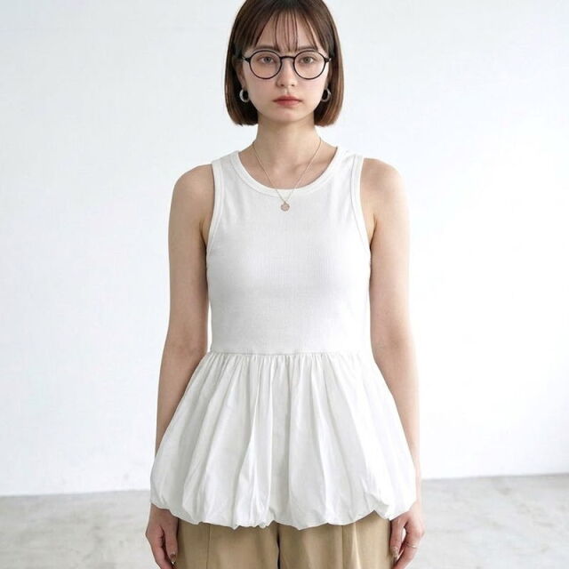 裾バルーン切替タンクトップ