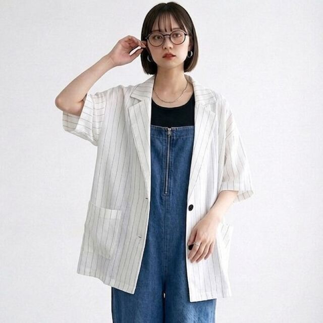ストライプ半袖シャツジャケット