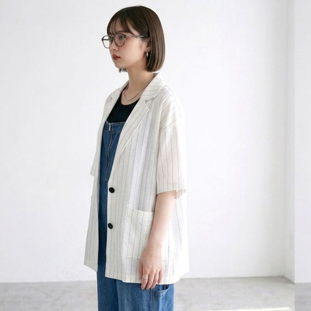 ストライプ半袖シャツジャケット