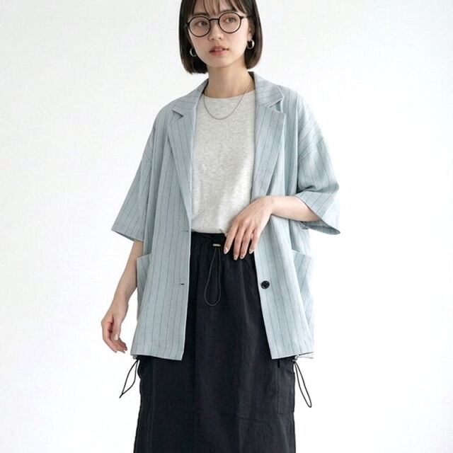 ストライプ半袖シャツジャケット