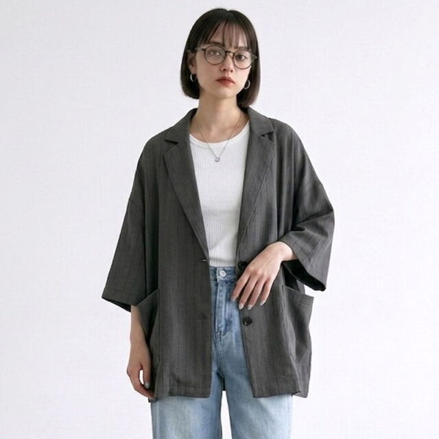 ストライプ半袖シャツジャケット