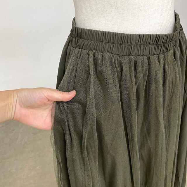 チュール切替ナイロン風スカート