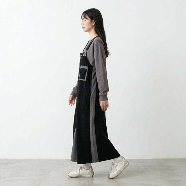 コーデュロイ配色ジャンパースカート