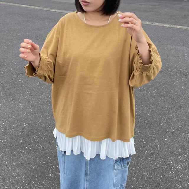 袖スモッキングプルオーバー