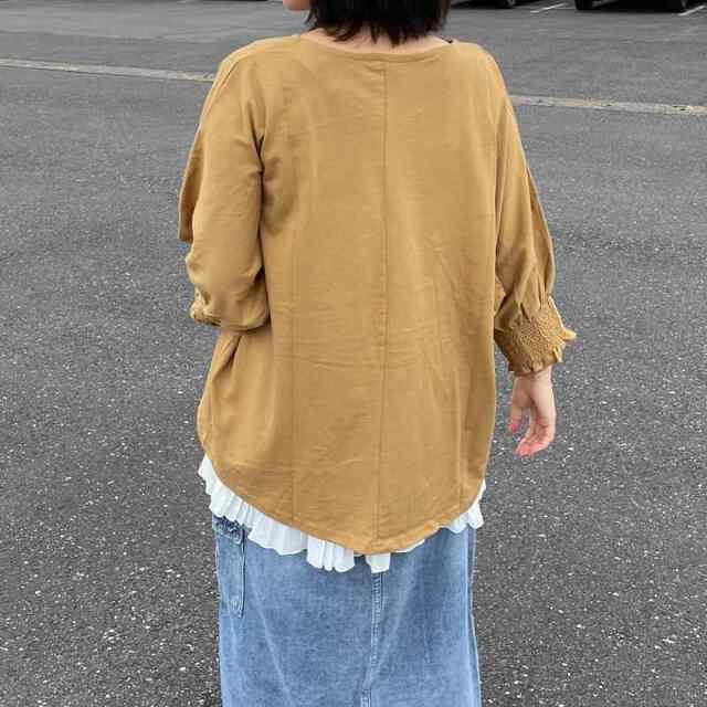 袖スモッキングプルオーバー
