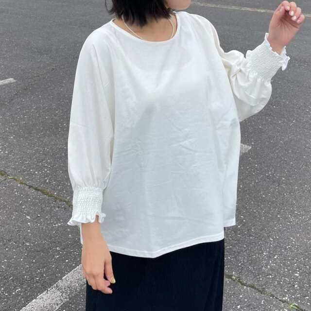 袖スモッキングプルオーバー