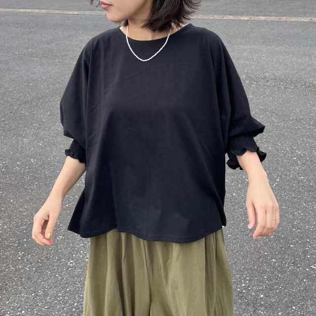 袖スモッキングプルオーバー