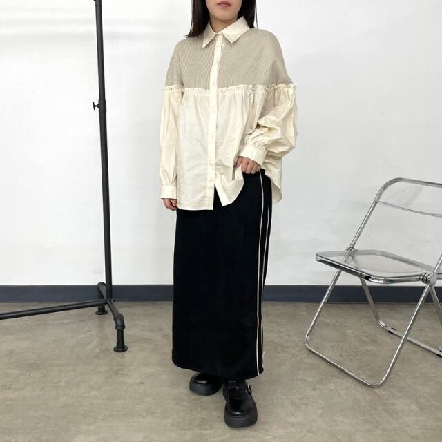 スウェードトラックIラインスカート