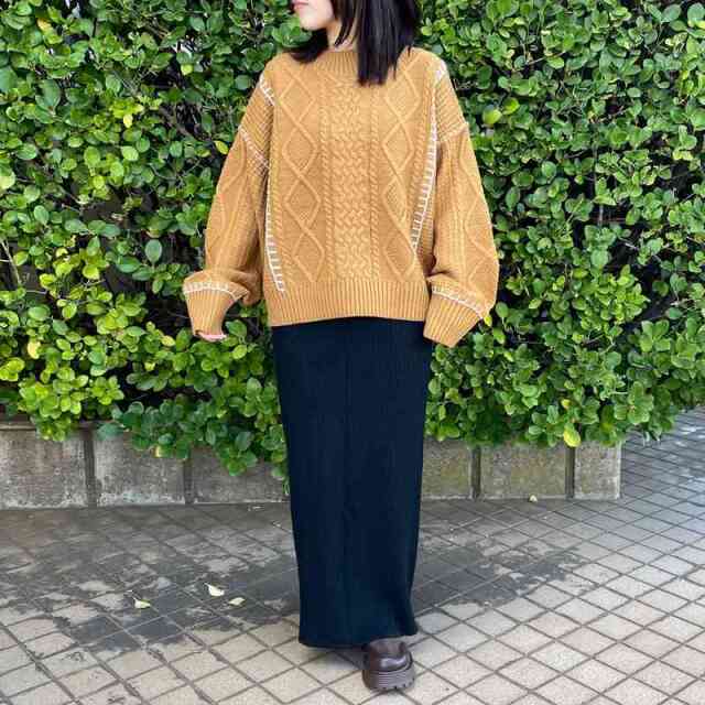 ブランケット刺繍ケーブルプルオーバー