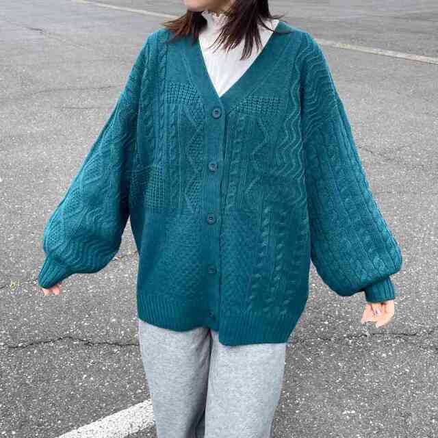 編地切替ニットカーディガン