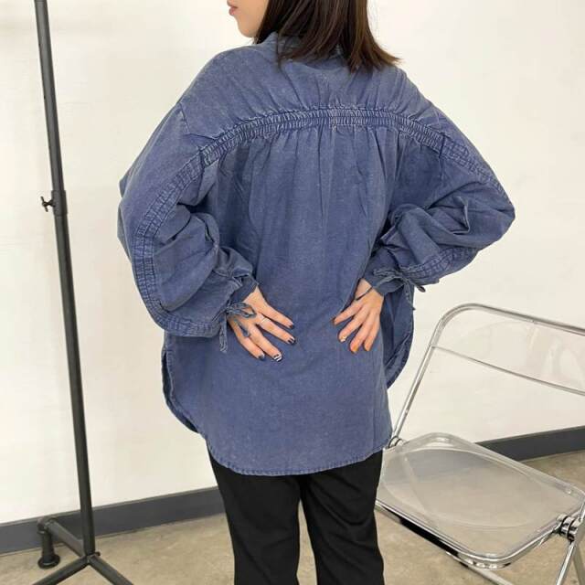 硫化染め袖ドロストシャツ