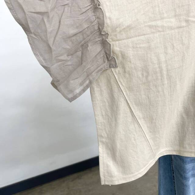 接触冷感袖フリルロゴプルオーバー
