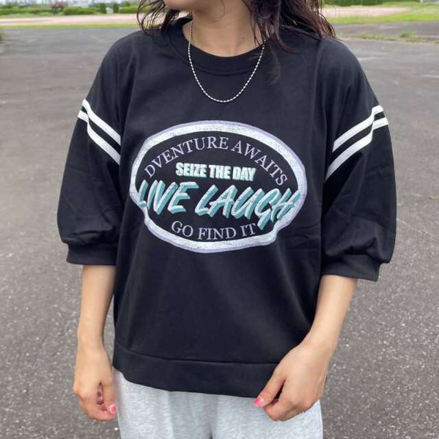 袖ラインプリントプルオーバー