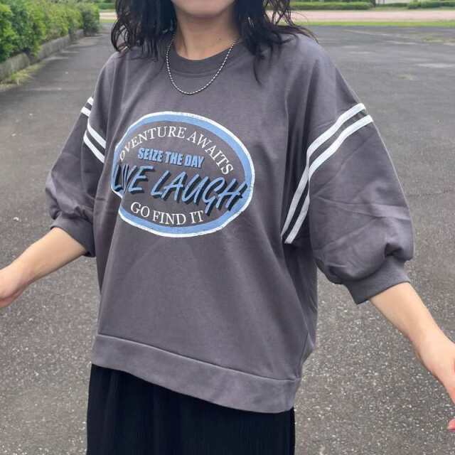 袖ラインプリントプルオーバー