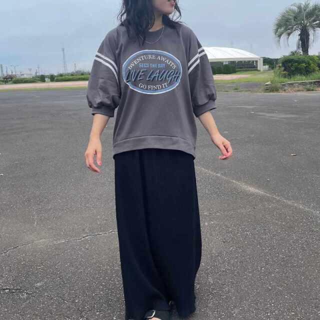 袖ラインプリントプルオーバー