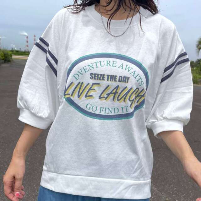 袖ラインプリントプルオーバー