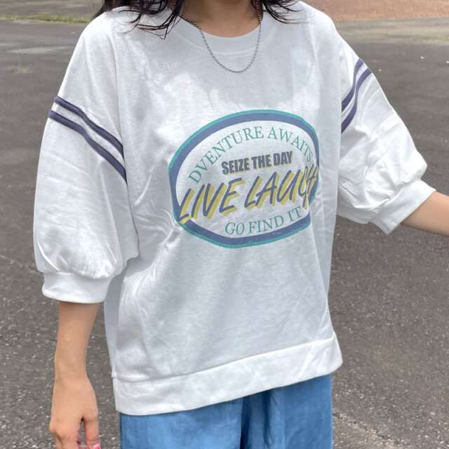 袖ラインプリントプルオーバー