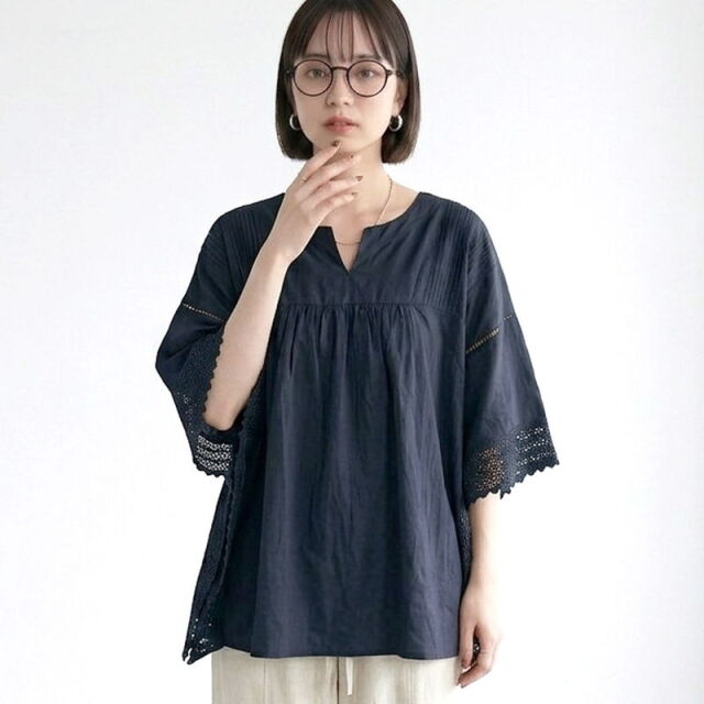 袖レーススキッパーブラウス