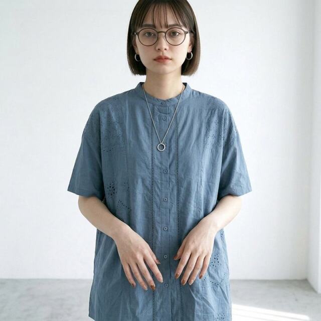 レースパッチワークシャツ