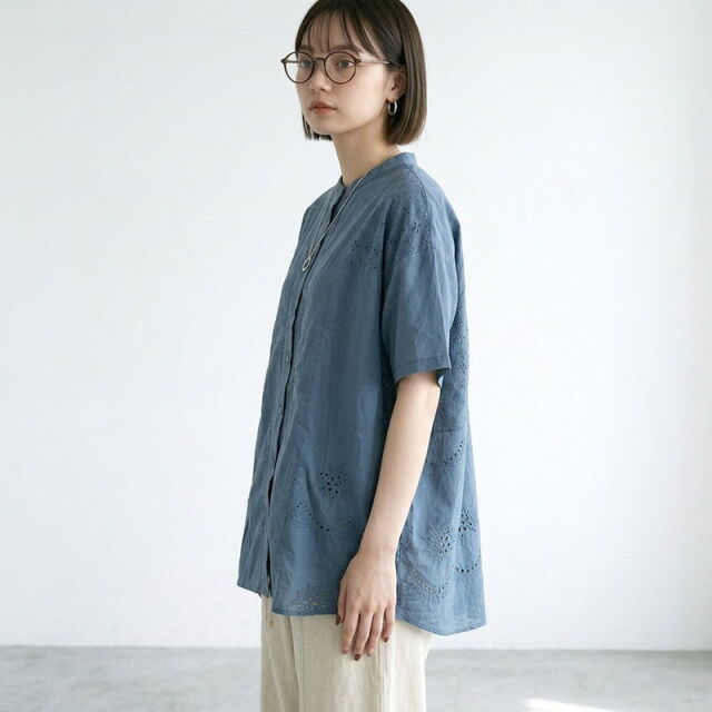 レースパッチワークシャツ