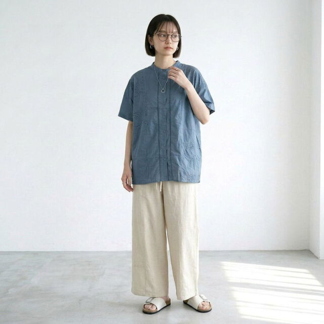 レースパッチワークシャツ