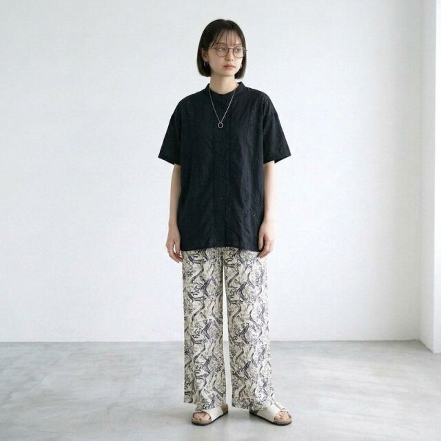 レースパッチワークシャツ