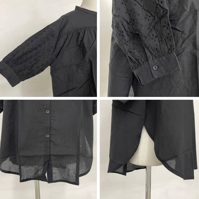 シャーリング刺繍ブラウス