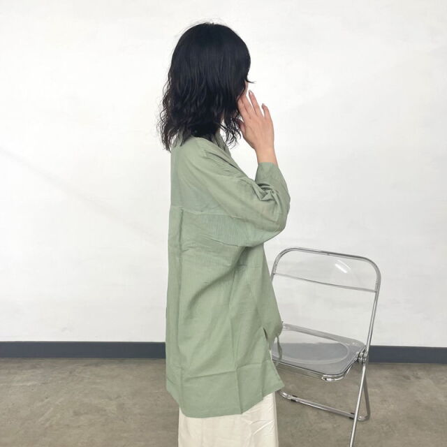 ドビーストライプ変形シャツ