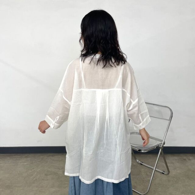 ドビーストライプ変形シャツ