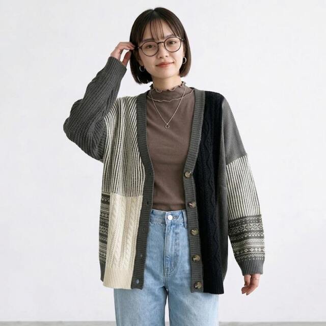 リメイク風パッチカーディガン